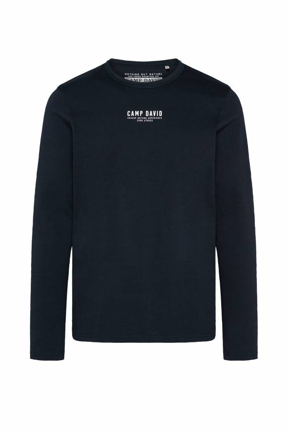 Soccx Longsleeve mit Logo Print blue navy Sonderangebot der Fabrik