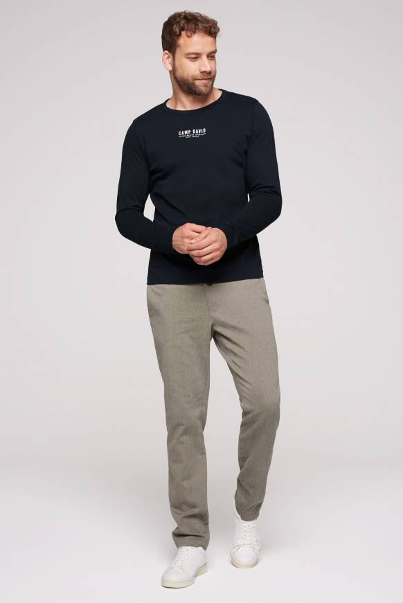 Soccx Longsleeve mit Logo Print blue navy Sonderangebot der Fabrik