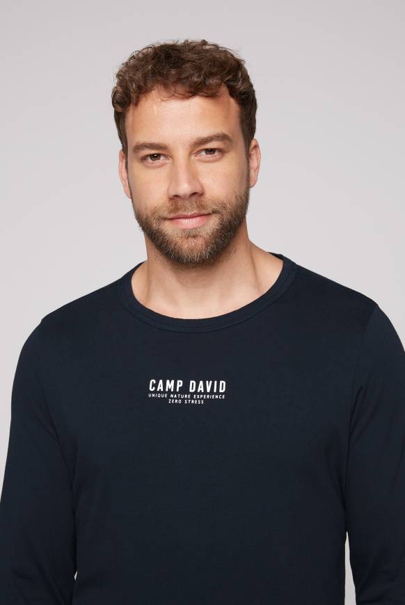 Soccx Longsleeve mit Logo Print blue navy Sonderangebot der Fabrik
