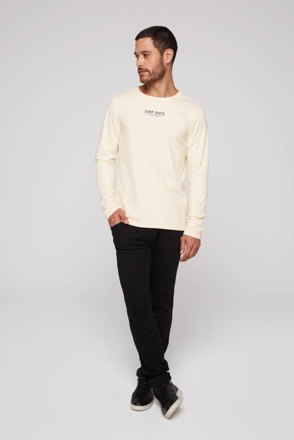 Soccx Longsleeve mit Logo Print ecru Vierteljährliche Förderung