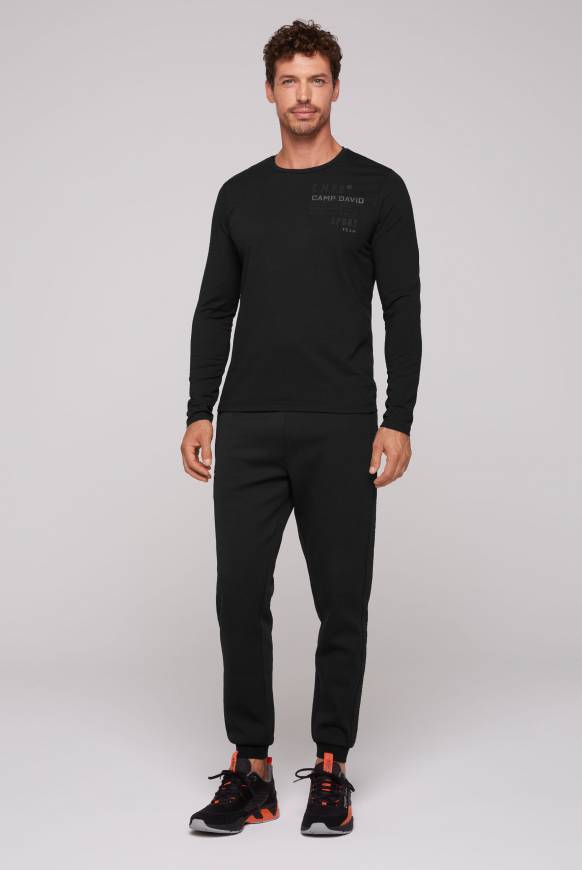 Soccx Langarmshirt mit reflektierendem Rücken-Print black Super Rabatt