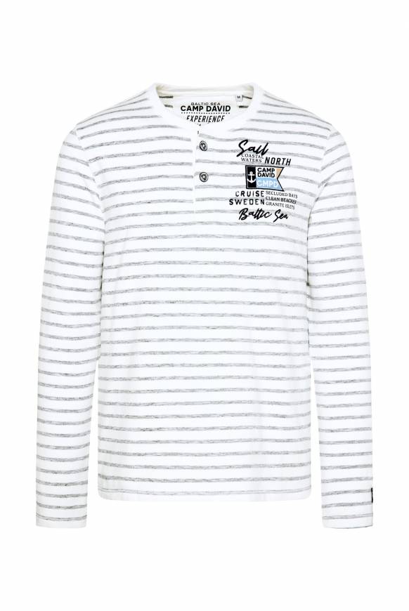 Soccx Gestreiftes Henley-Shirt mit Artwork opticwhite Clearance-Verkauf