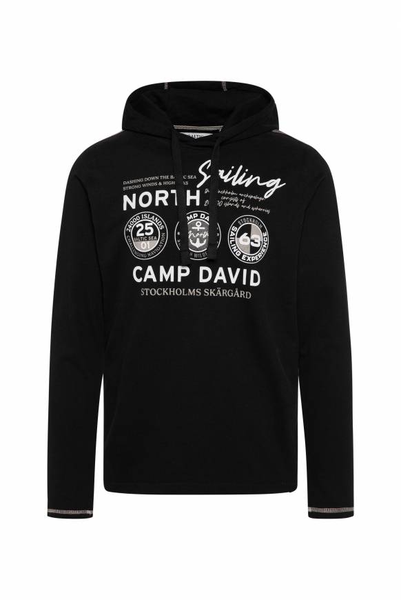 Soccx Langarmshirt mit Kapuze und Print black Kostenloser Versand international