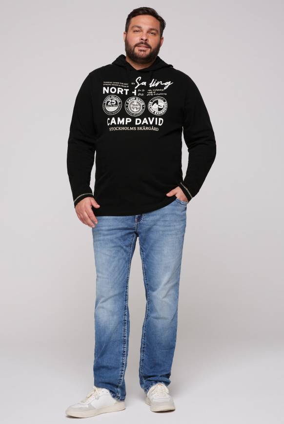Soccx Langarmshirt mit Kapuze und Print black Kostenloser Versand international
