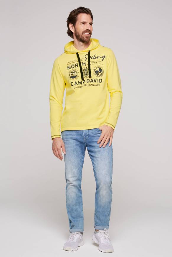 Soccx Langarmshirt mit Kapuze und Print light lime Begrenzt auf 3 Tage