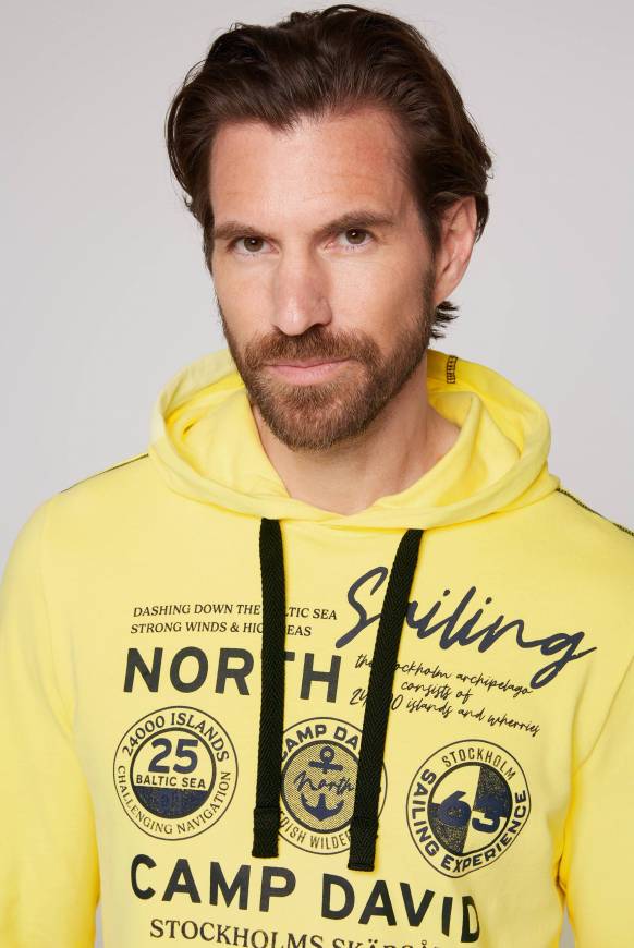Soccx Langarmshirt mit Kapuze und Print light lime Begrenzt auf 3 Tage