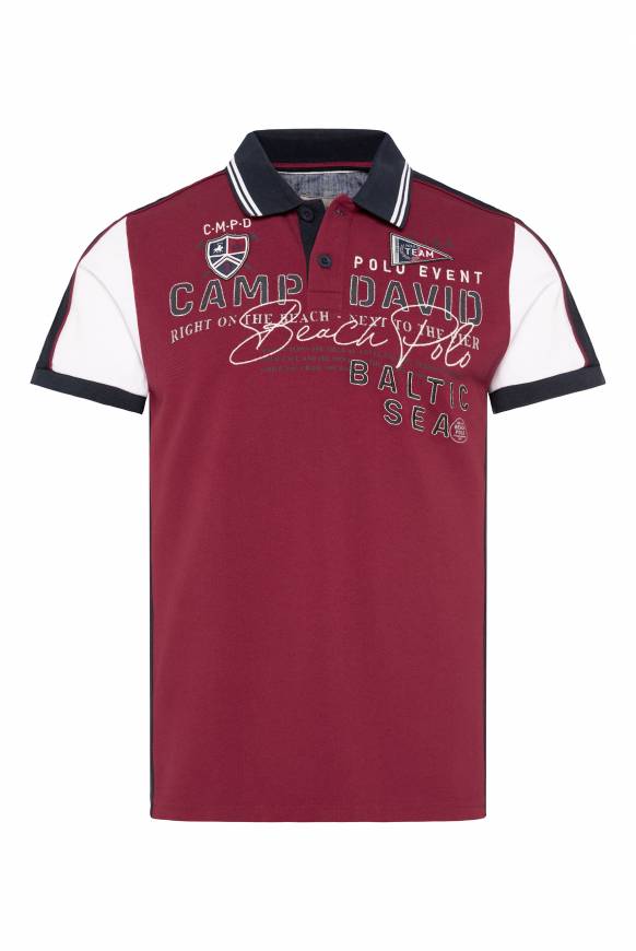 Soccx Pikee-Polo mit Color-Blocking und Artwork burgundy Speichern exportieren