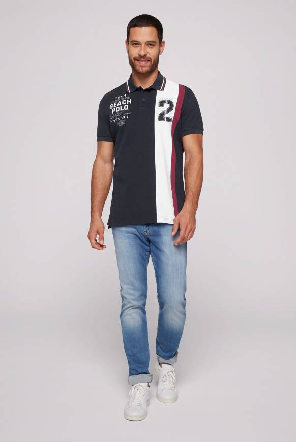 Soccx Pikee-Polo mit Color-Blocking und Artwork blue navy Black Friday Preise