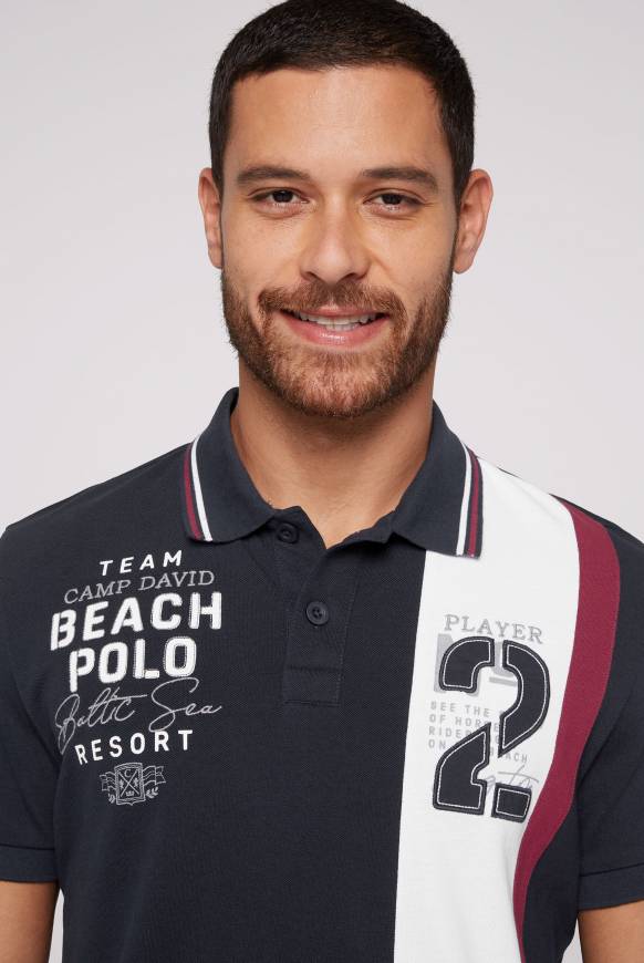 Soccx Pikee-Polo mit Color-Blocking und Artwork blue navy Black Friday Preise
