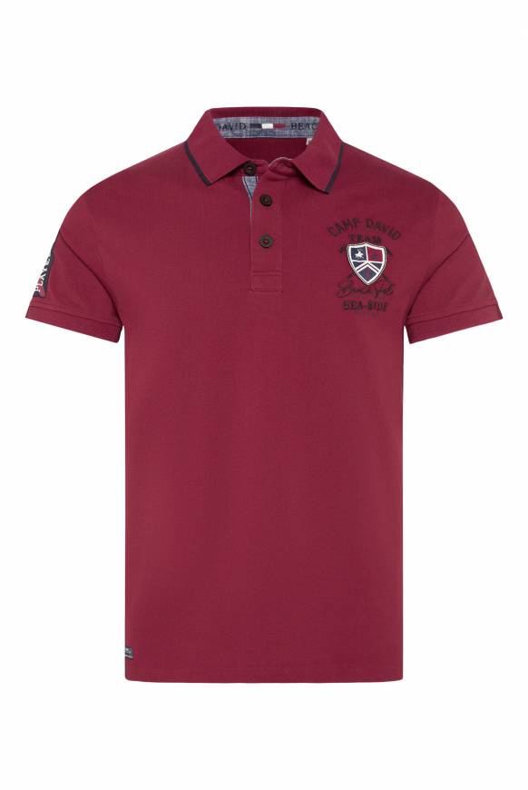 Soccx Pikee-Polo mit Label Patches und Stickereien burgundy zollfrei