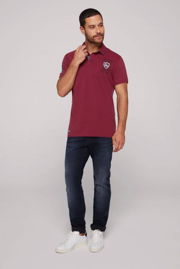 Soccx Pikee-Polo mit Label Patches und Stickereien burgundy zollfrei