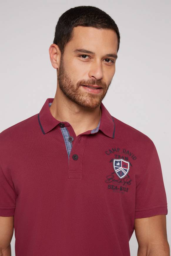 Soccx Pikee-Polo mit Label Patches und Stickereien burgundy zollfrei