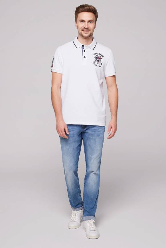 Soccx Pikee-Polo mit Label Patches und Stickereien opticwhite Rabatte dieses Monats