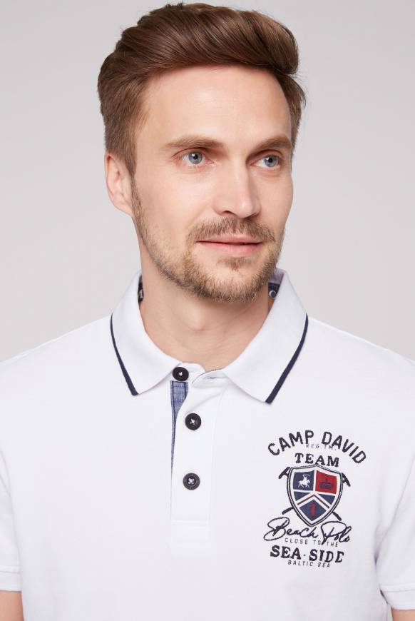 Soccx Pikee-Polo mit Label Patches und Stickereien opticwhite Rabatte dieses Monats