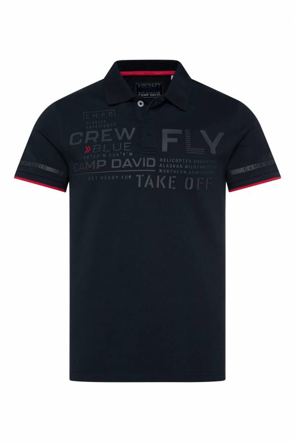 Soccx Pikee-Polo mit tonigem Rubber Artwork blue navy Auslauf