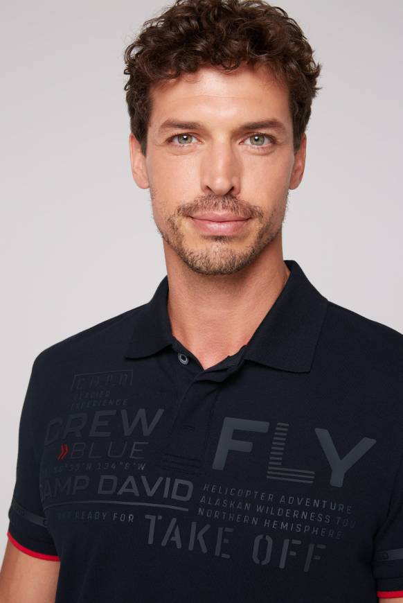 Soccx Pikee-Polo mit tonigem Rubber Artwork blue navy Auslauf
