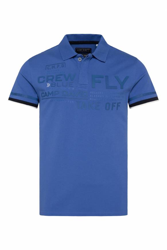 Soccx Pikee-Polo mit tonigem Rubber Artwork strong blue Verkauf
