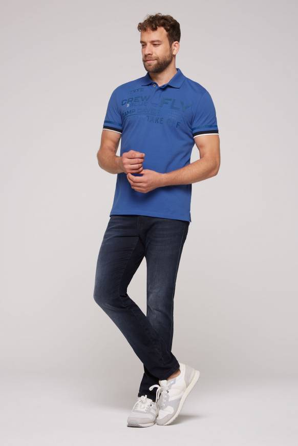Soccx Pikee-Polo mit tonigem Rubber Artwork strong blue Verkauf