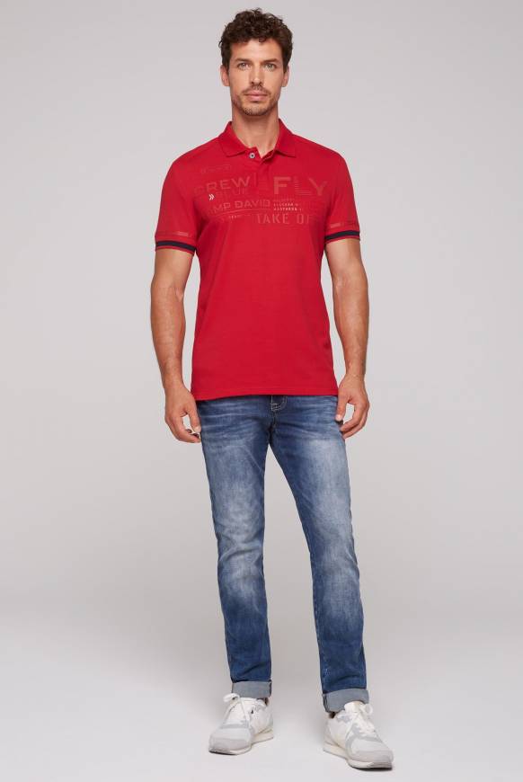 Soccx Pikee-Polo mit tonigem Rubber Artwork flight red Angebote