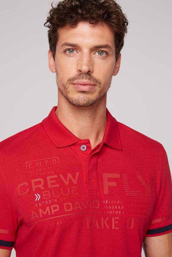 Soccx Pikee-Polo mit tonigem Rubber Artwork flight red Angebote