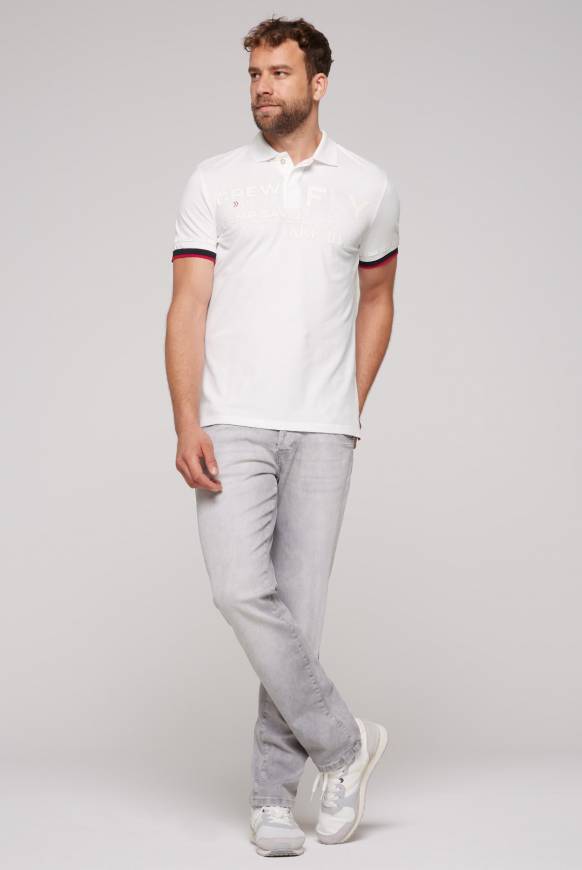 Soccx Pikee-Polo mit tonigem Rubber Artwork white Hotsell