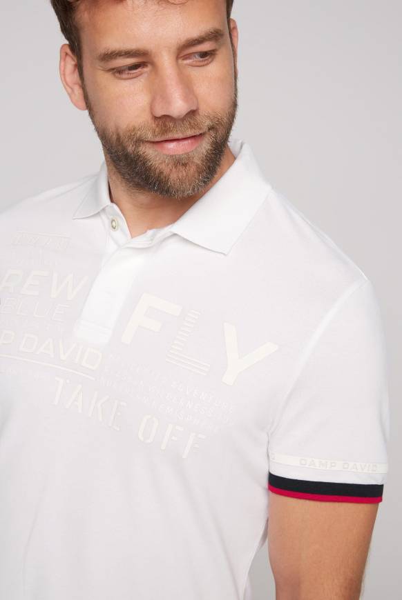 Soccx Pikee-Polo mit tonigem Rubber Artwork white Hotsell
