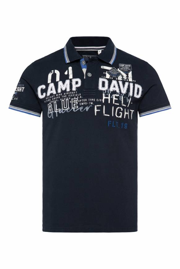 Soccx Pikee-Polo mit Label-Applikationen blue navy Schlussverkauf