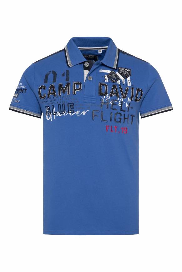 Soccx Pikee-Polo mit Label-Applikationen strong blue Günstiger Verkauf