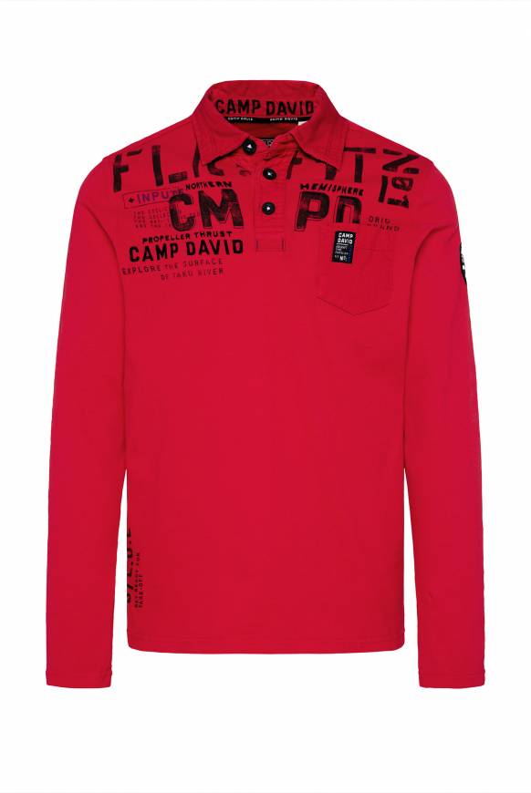 Soccx Longsleeve mit Polokragen und Artworks flight red Meist gekauft