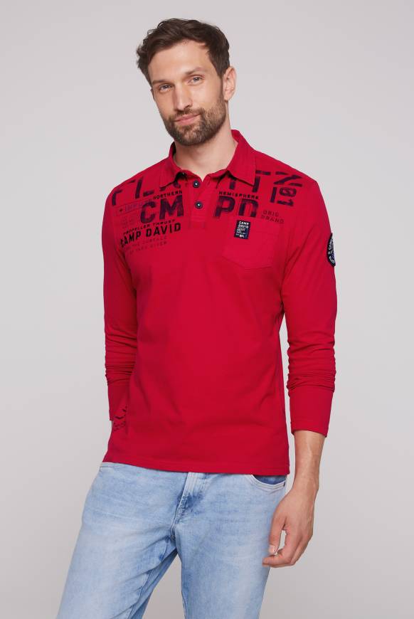 Soccx Longsleeve mit Polokragen und Artworks flight red Meist gekauft