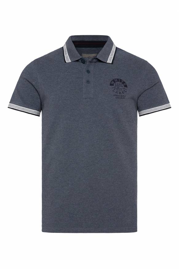 Soccx Meliertes Poloshirt mit Two-Tone-Details blue navy melange Kostenloser Versand