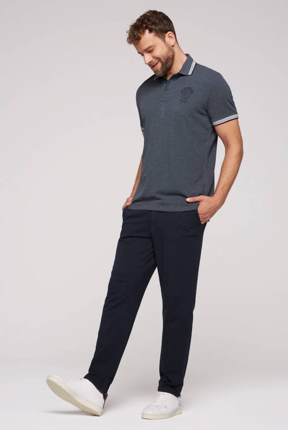 Soccx Meliertes Poloshirt mit Two-Tone-Details blue navy melange Kostenloser Versand