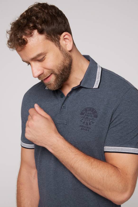 Soccx Meliertes Poloshirt mit Two-Tone-Details blue navy melange Kostenloser Versand