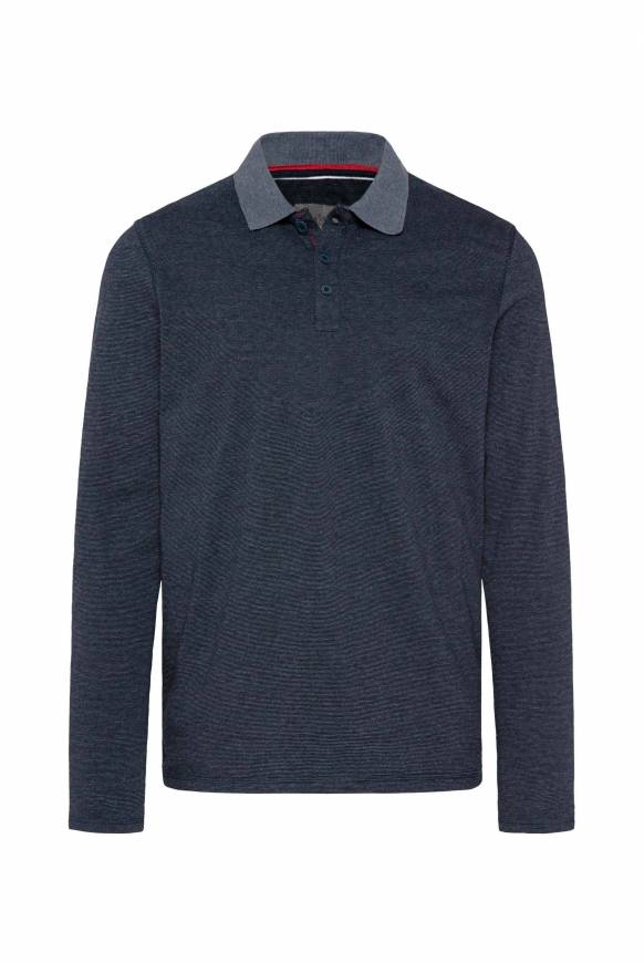 Soccx Langarmpolo mit feinem Streifen-Dessin blue navy Fabrik Onlineshop