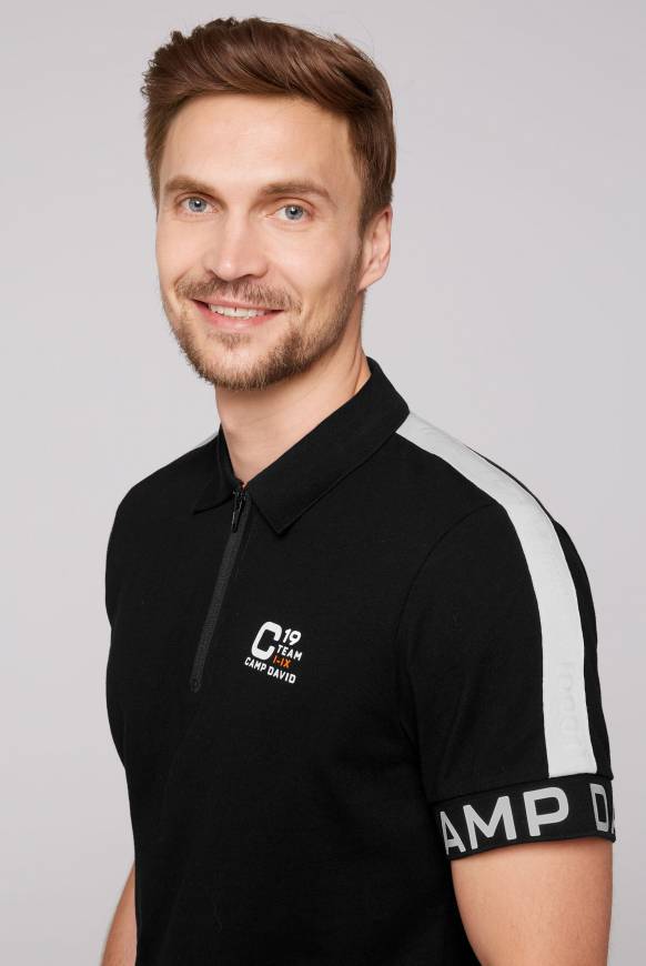 Soccx Poloshirt mit Zipper und reflektierenden Prints black Fabrikpreis