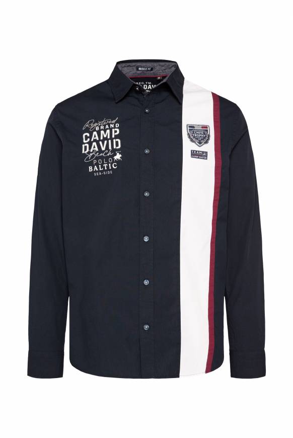 Soccx Langarmhemd mit Color-Blocking und Artworks blue navy Rabatt