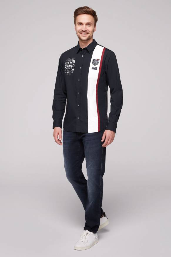 Soccx Langarmhemd mit Color-Blocking und Artworks blue navy Rabatt