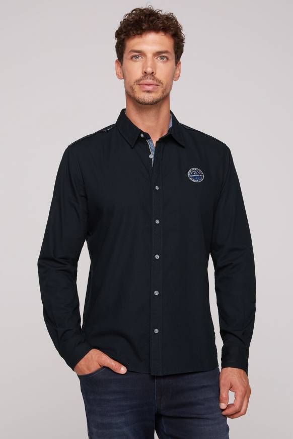 Soccx Langarmhemd mit Strukturstreifen blue navy Versandkostenfrei