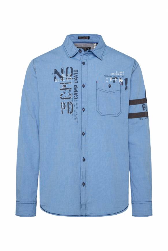 Soccx Fil à Fil Langarmhemd mit Label-Applikationen strong blue Großer Ausverkauf