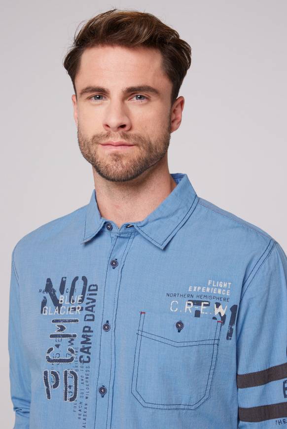 Soccx Fil à Fil Langarmhemd mit Label-Applikationen strong blue Großer Ausverkauf