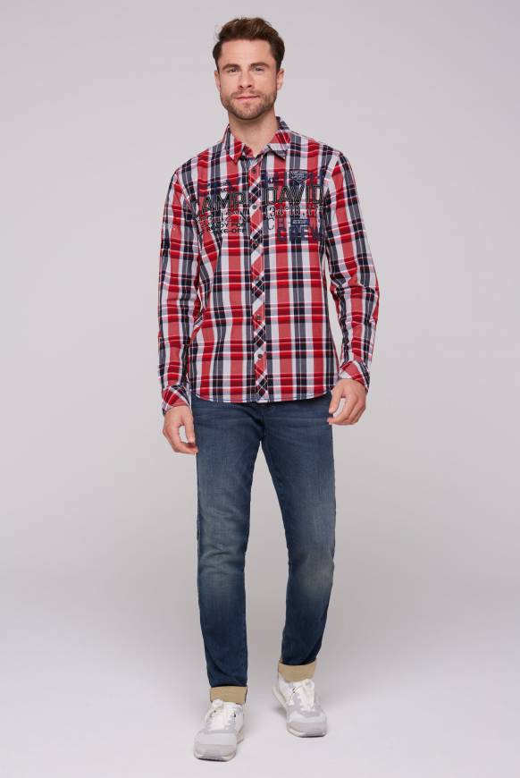 Soccx Karohemd mit Label-Applikationen flight red Flash Sale