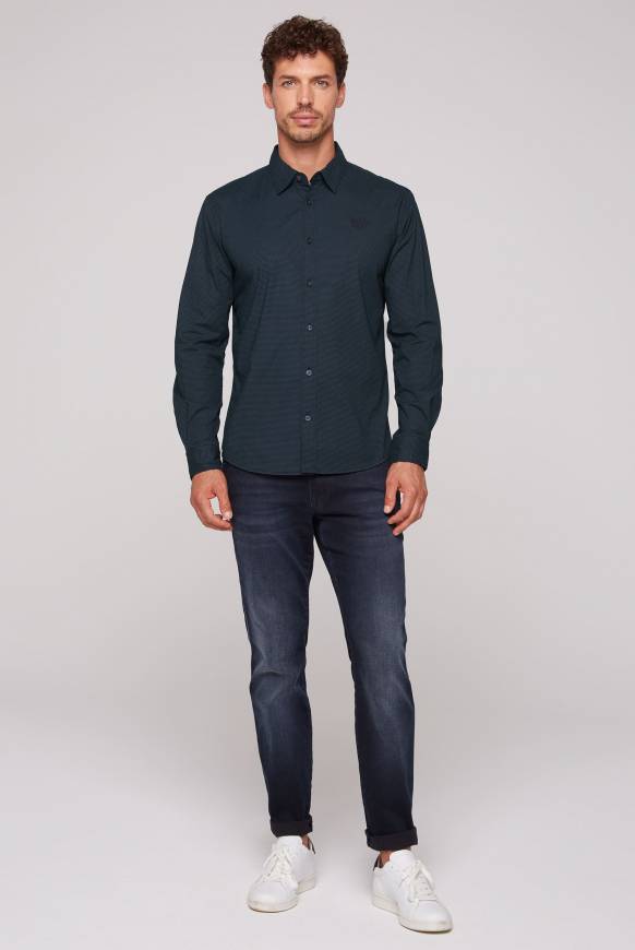 Soccx Langarmhemd mit filigranen All Over Print blue navy Online Shopping