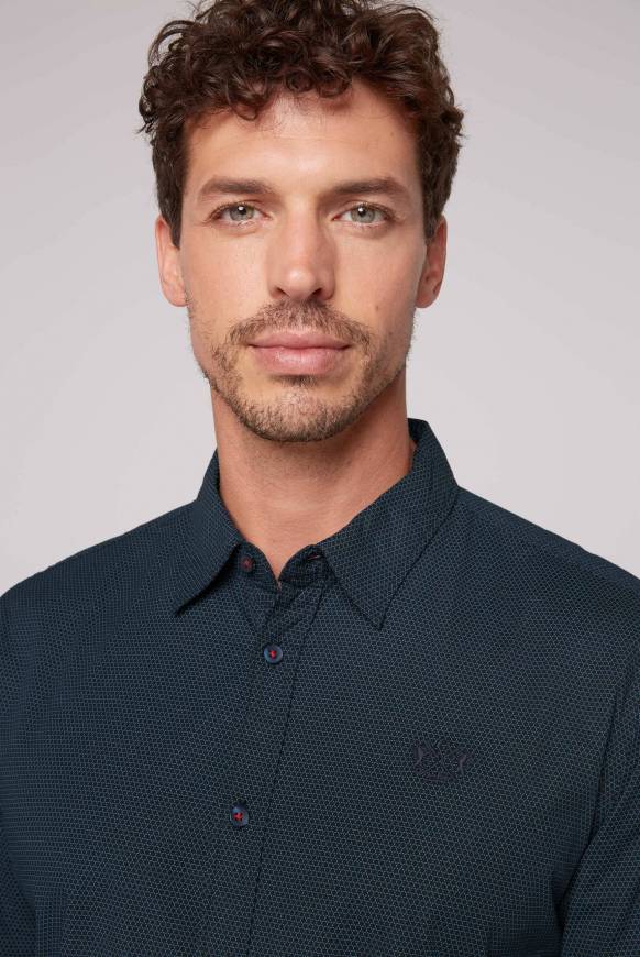 Soccx Langarmhemd mit filigranen All Over Print blue navy Online Shopping