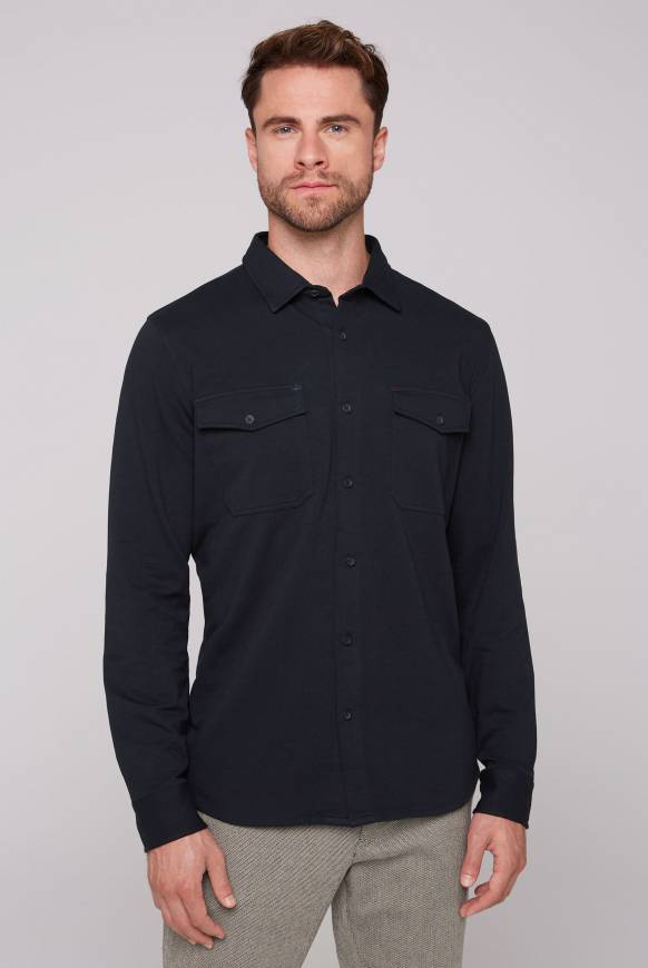 Soccx Langarmhemd mit Klappentaschen blue navy Saisonschlussverkauf