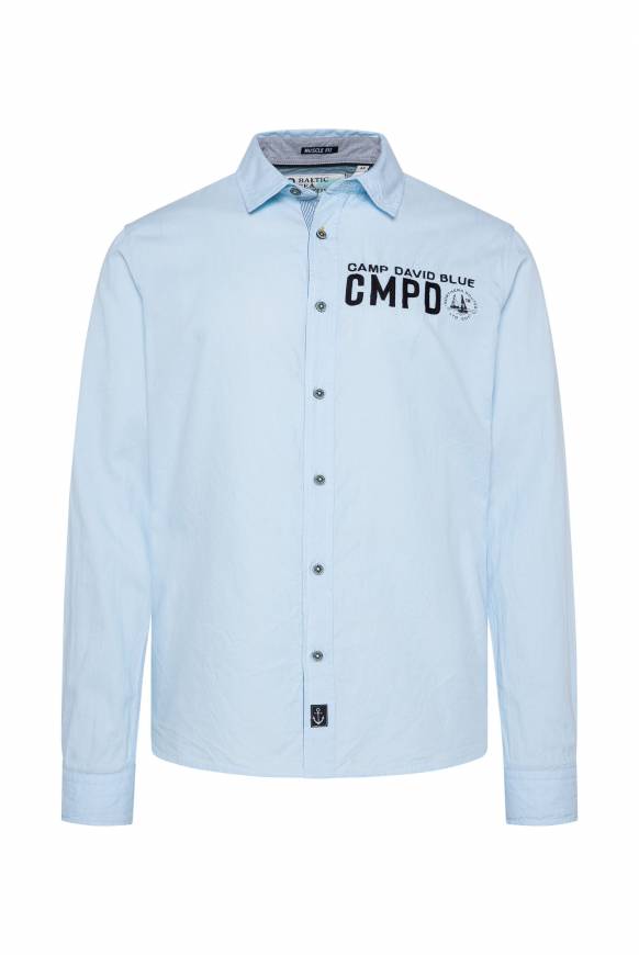 Soccx Oxford-Langarmhemd mit Logo-Stickereien summer blue Black Friday