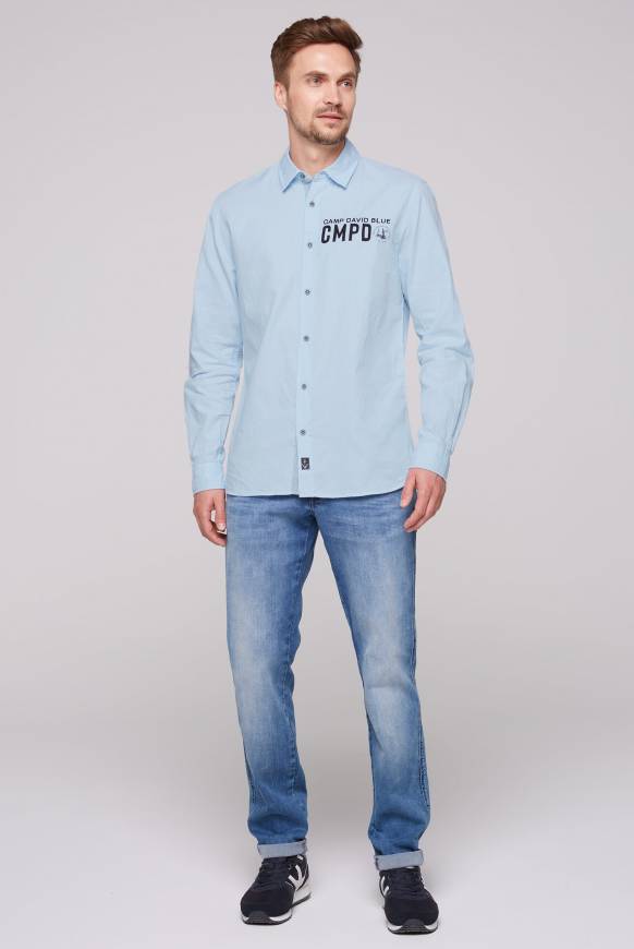 Soccx Oxford-Langarmhemd mit Logo-Stickereien summer blue Black Friday