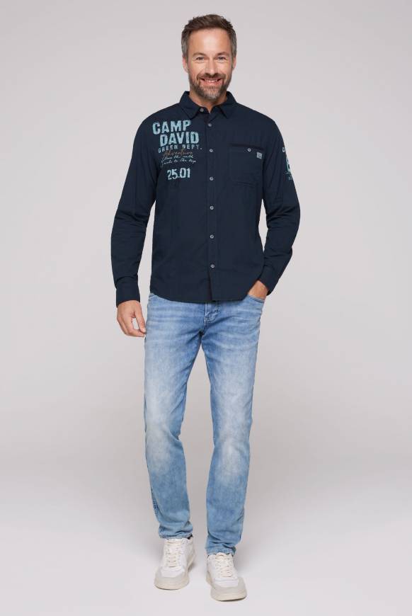 Soccx Langarmhemd mit Logo-Stickereien blue navy Cyber Monday
