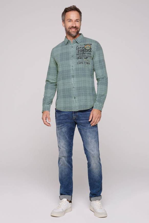 Soccx Karohemd mit Label-Applikationen teal Osterangebot