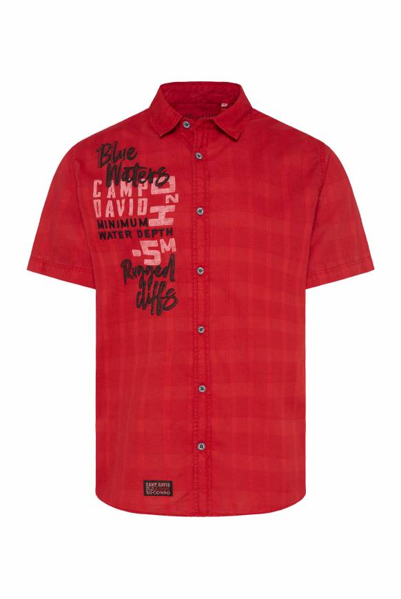 Soccx Karohemd mit Print und Stickereien royal red Jubiläumsangebot