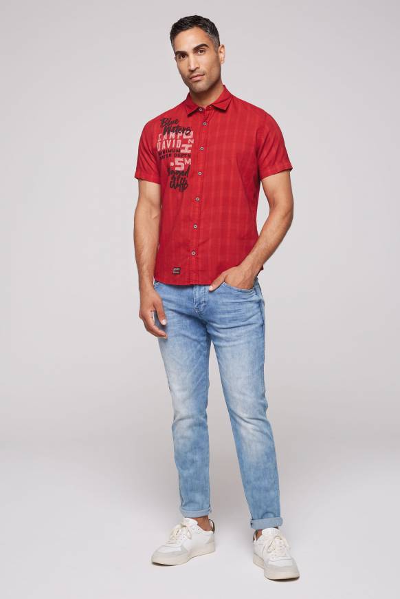 Soccx Karohemd mit Print und Stickereien royal red Jubiläumsangebot